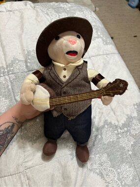 Plush Hamster playing banjo with brown hat brand Ham Star / KIA